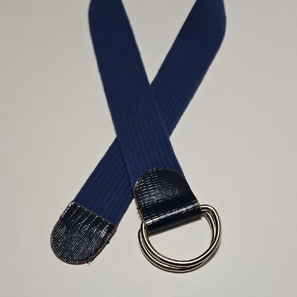 Navy Blue Women's Wide Adjustable Belt with Silver Buckle Size 28